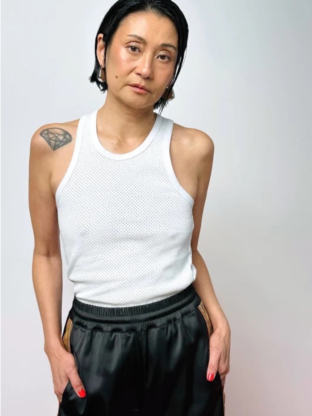Classic White Mesh Racerback Tank - Everyday Essential